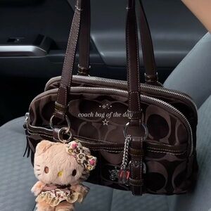 Coach Dark Brown Signature Shoulder Bag